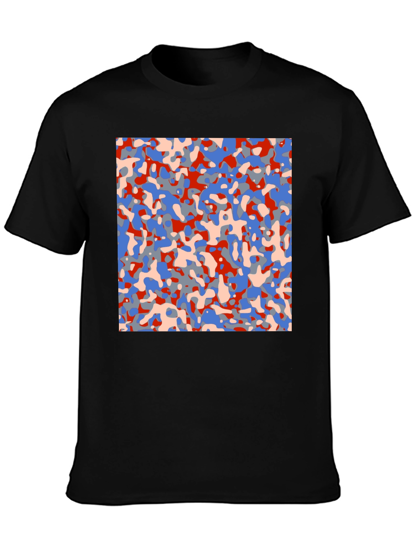 Abstract Camo Print Black T-Shirt