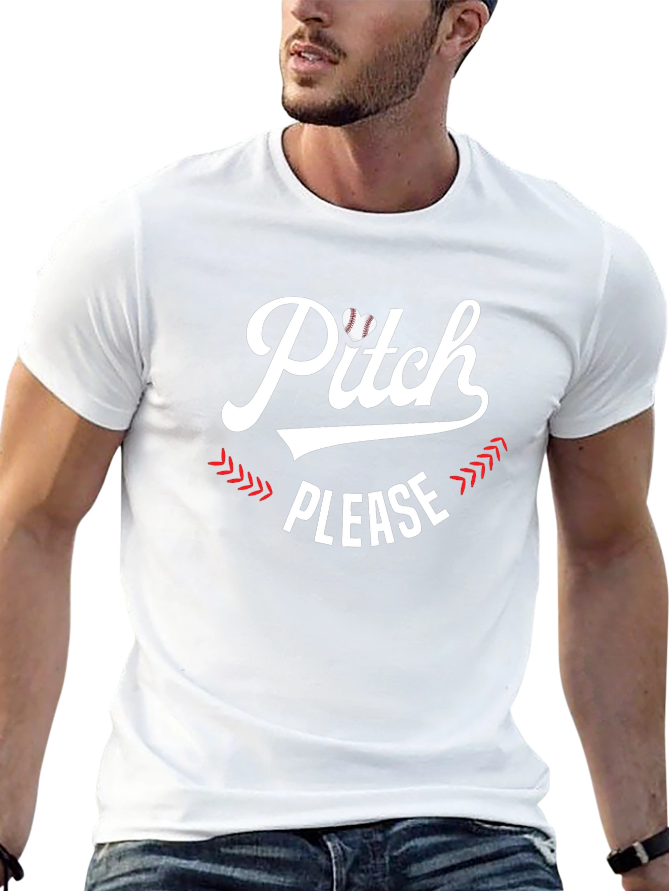 Pitch Please Baseball Heart Graphic Tee