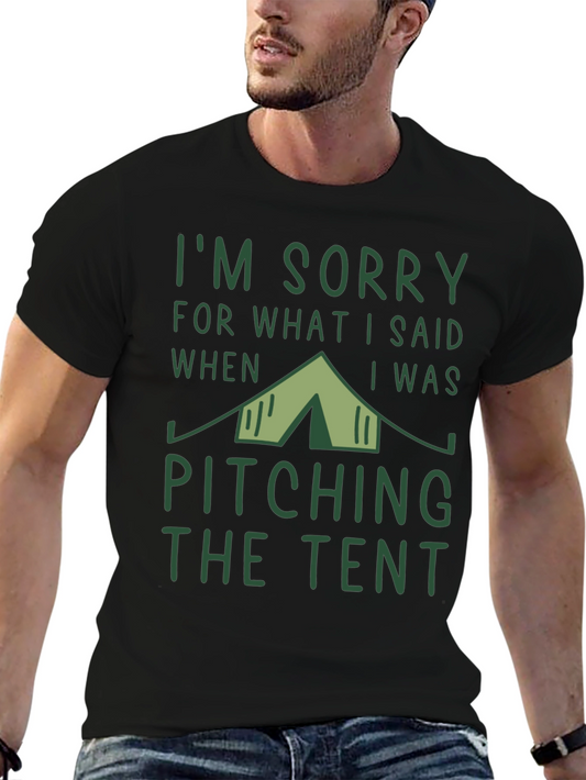 Camping Humor T-Shirt - Pitching the Tent