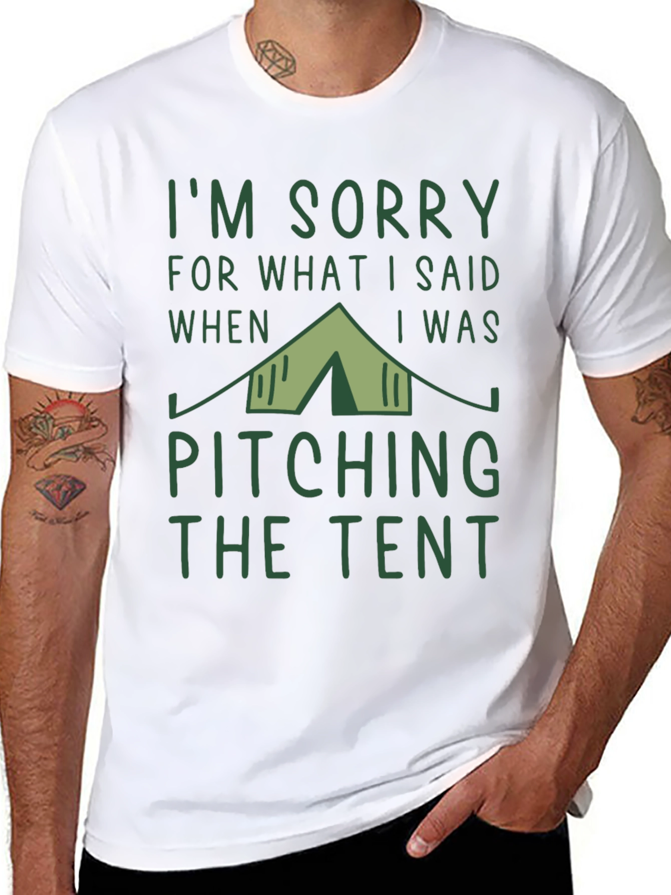 Camping Humor T-Shirt - Pitching the Tent