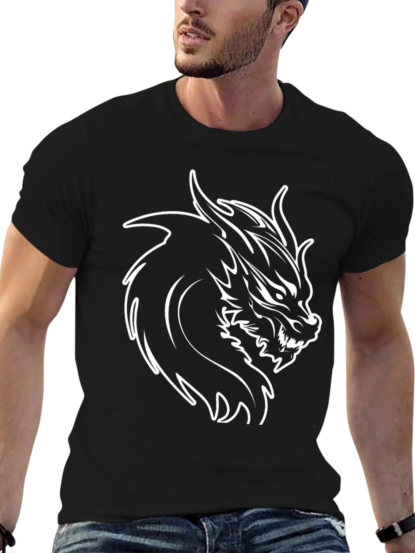 Black Dragon Graphic Tee - Mens Fashion