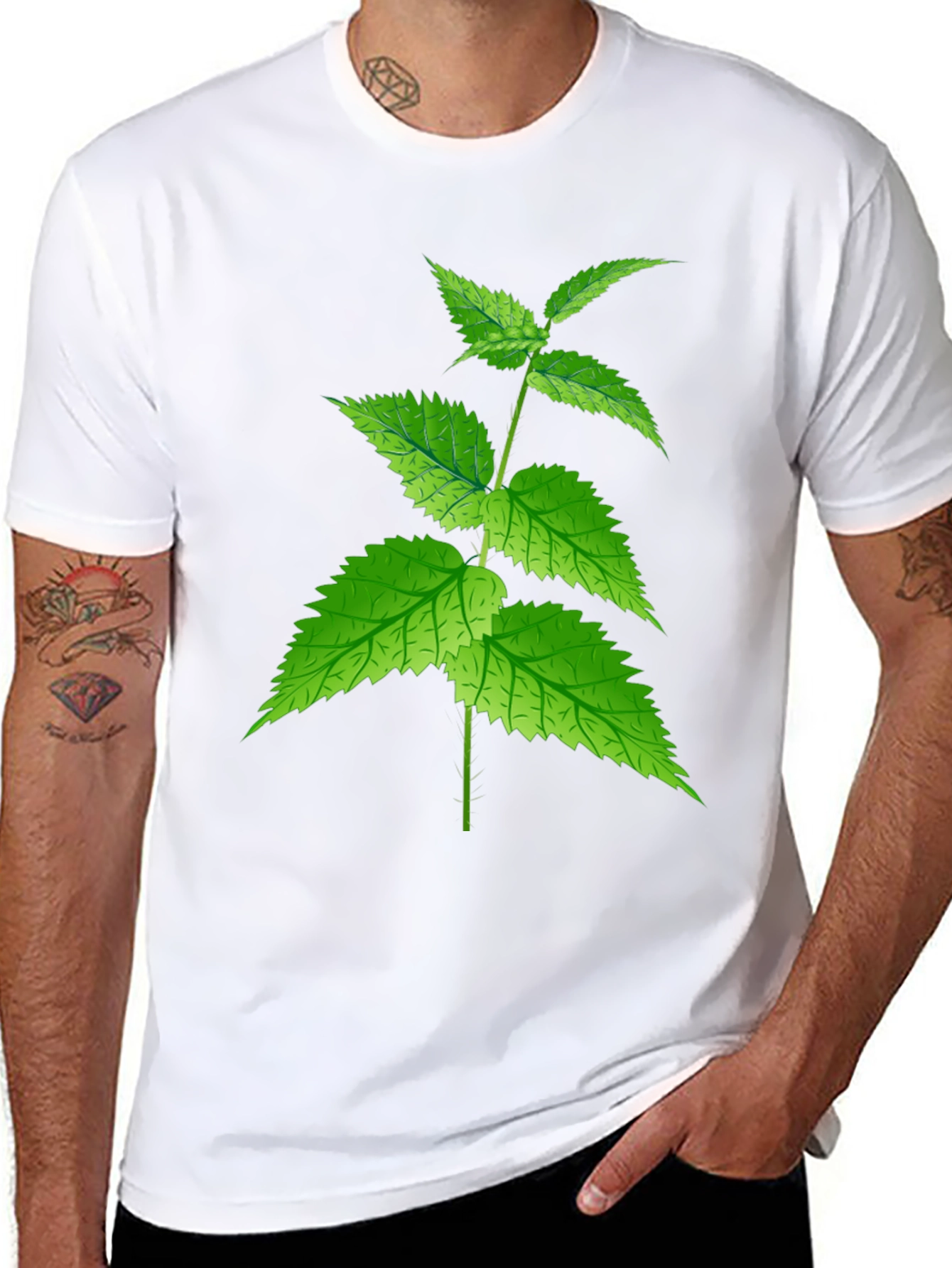 Nature-Inspired Tee: Green Leaf Print