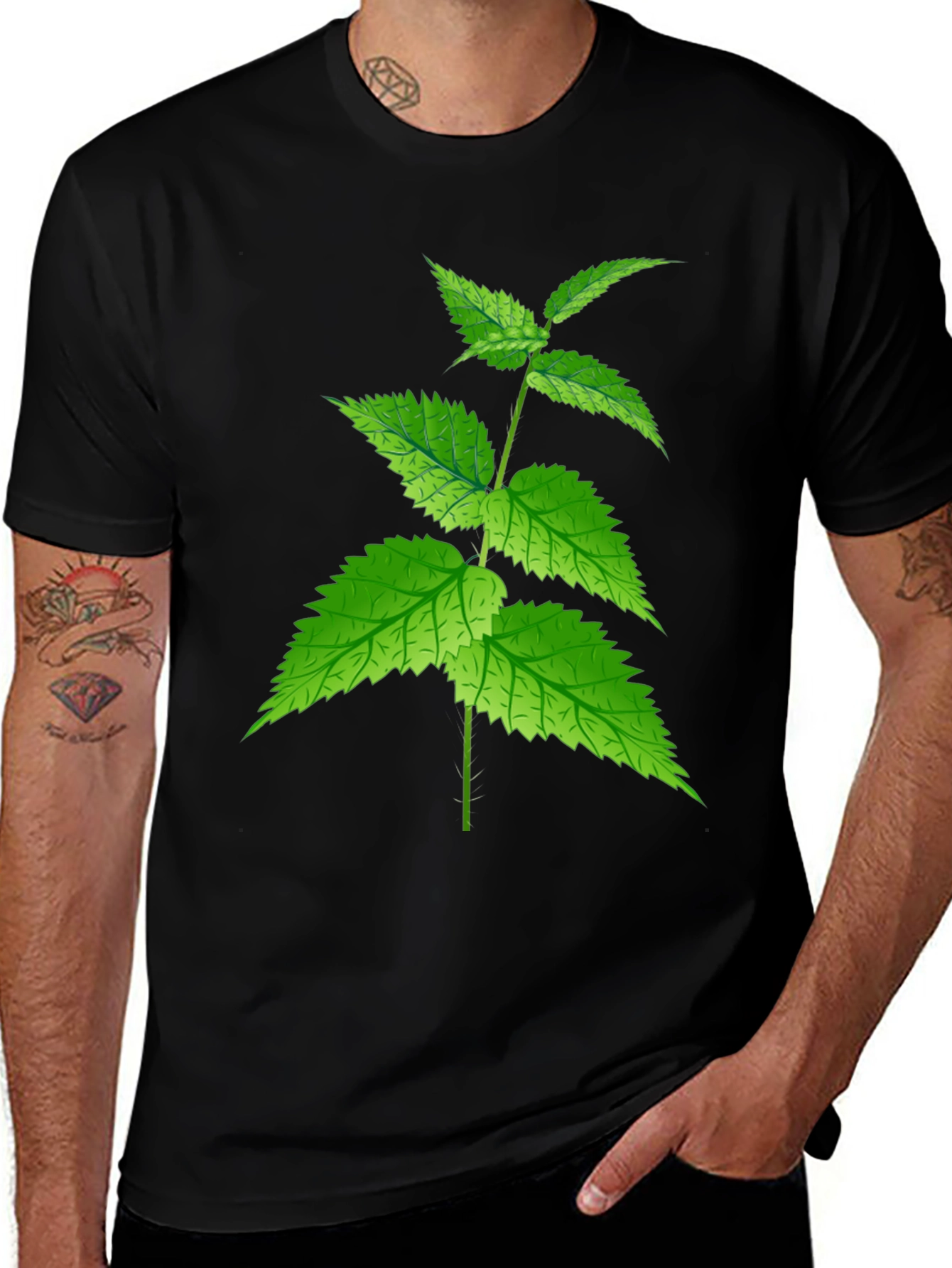 Nature-Inspired Tee: Green Leaf Print