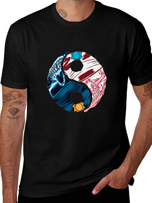 Yin Yang Skull Graphic T-Shirt