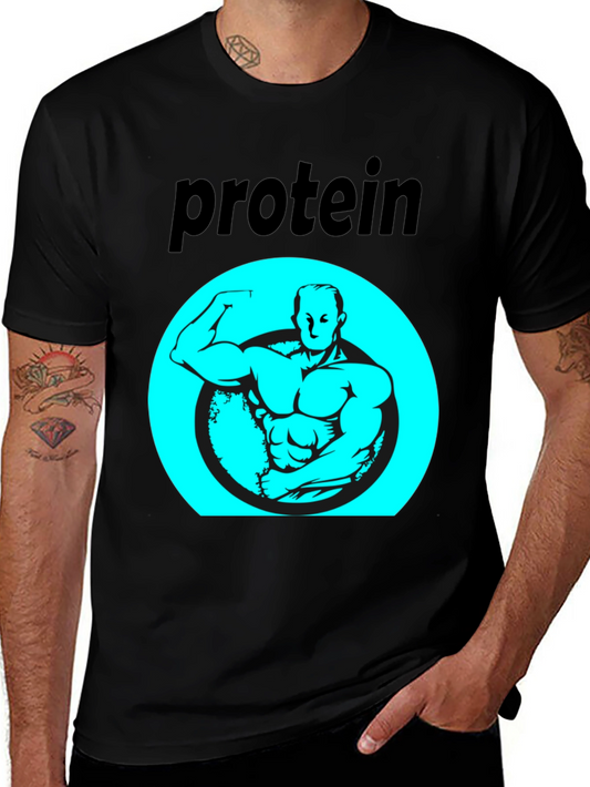 Protein Power T-Shirt - Black Gym Bodybuilding Design