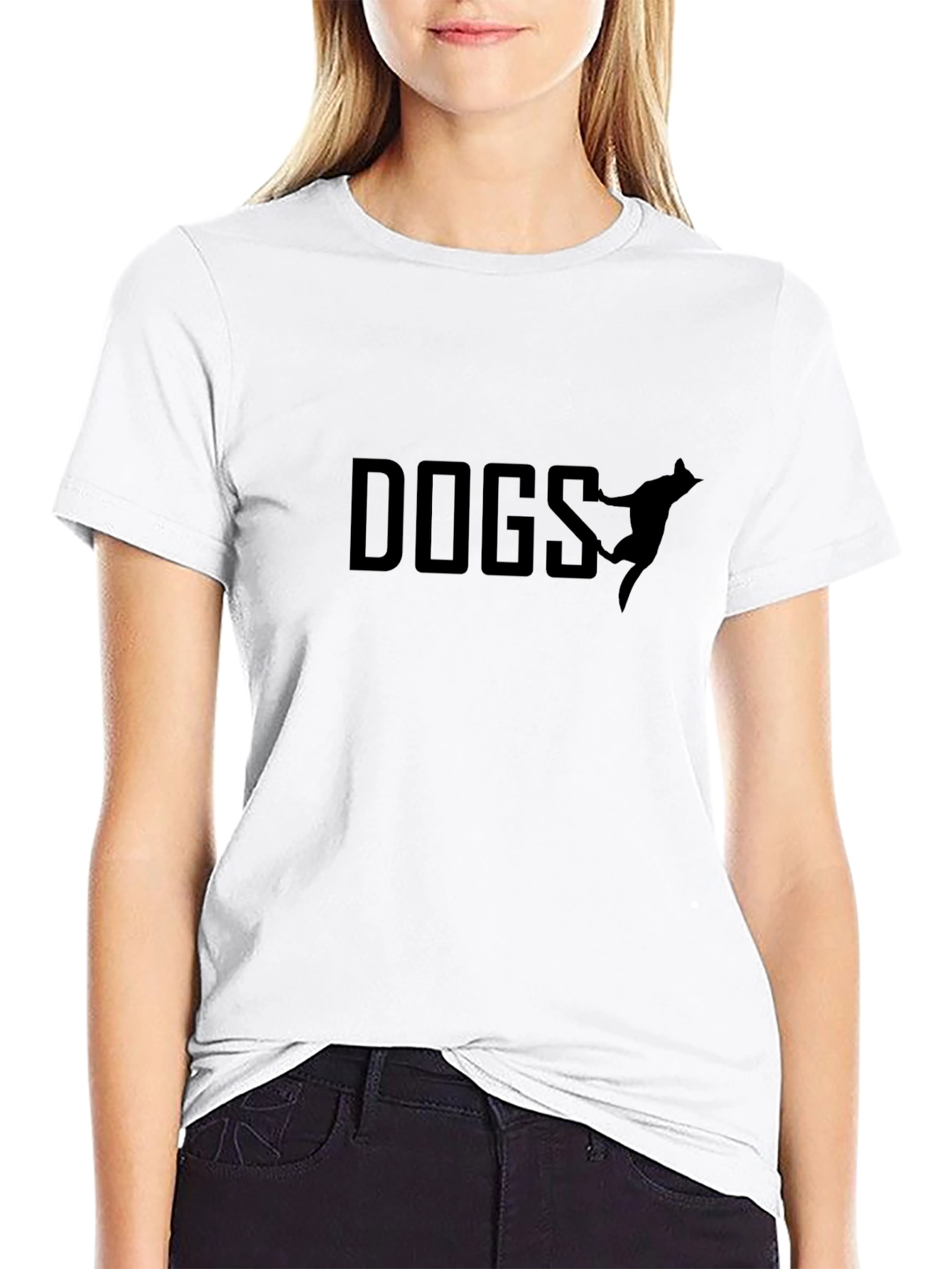 Dogs Graphic Tee - Black Cotton Blend T-Shirt