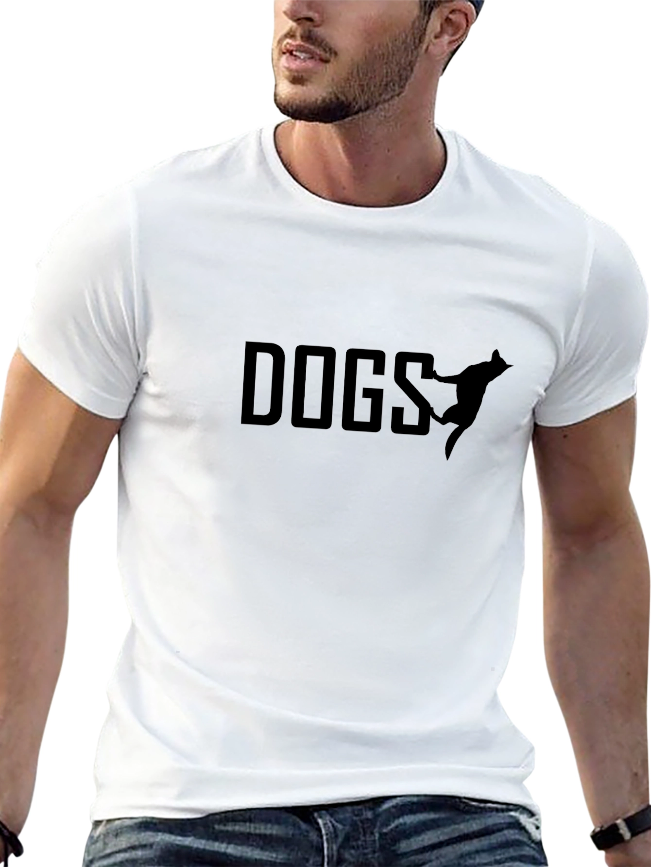 Dogs Graphic Tee - Black Cotton Blend T-Shirt
