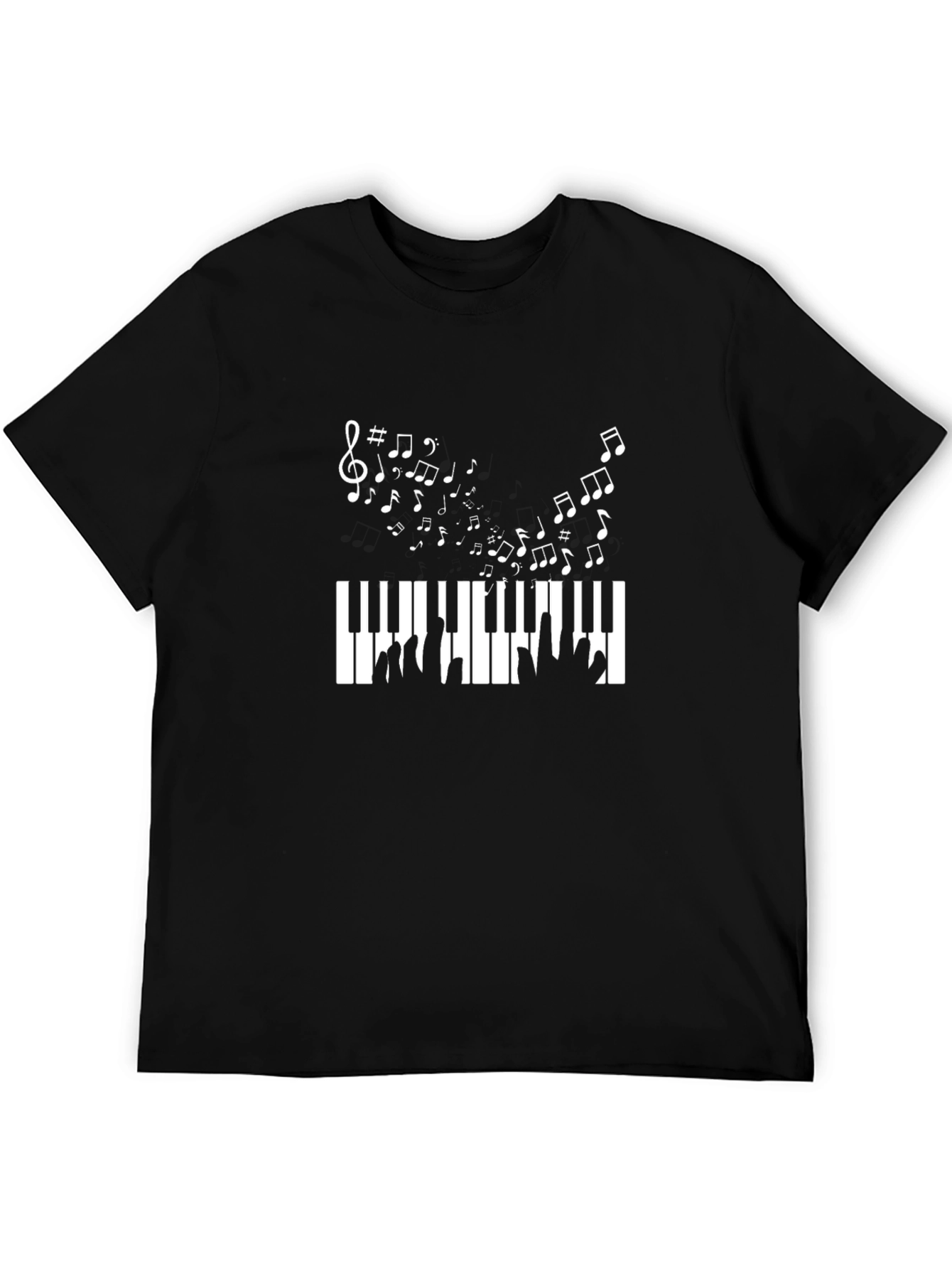 Piano Keys & Music Notes Graphic Tee - Black