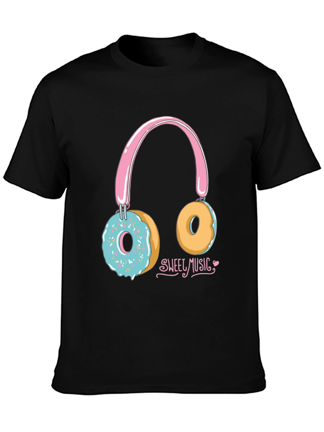 Sweet Music Donut Headphone Graphic Tee - Black