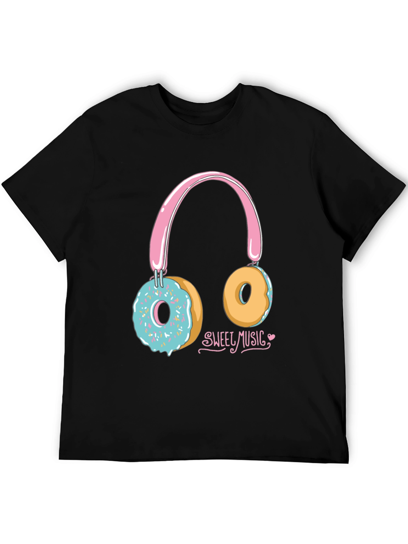 Sweet Music Donut Headphone Graphic Tee - Black