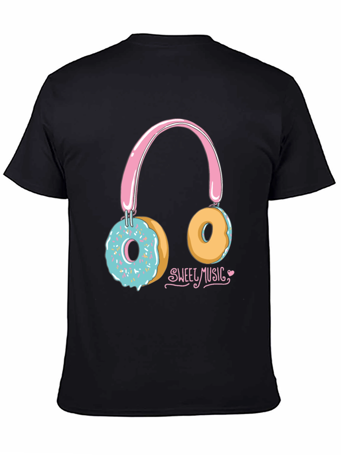 Sweet Music Donut Headphone Graphic Tee - Black