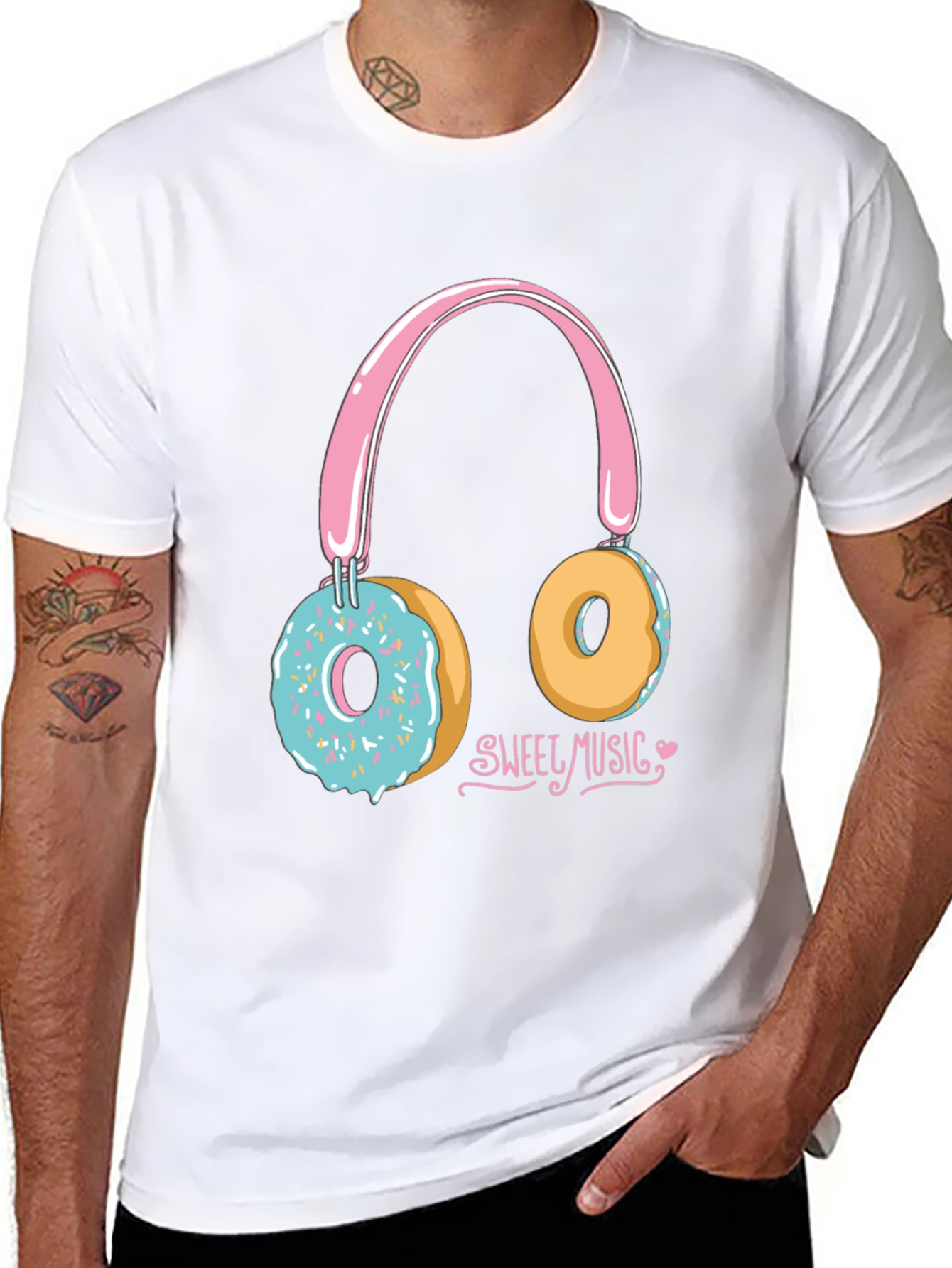 Sweet Music Donut Headphone Graphic Tee - Black