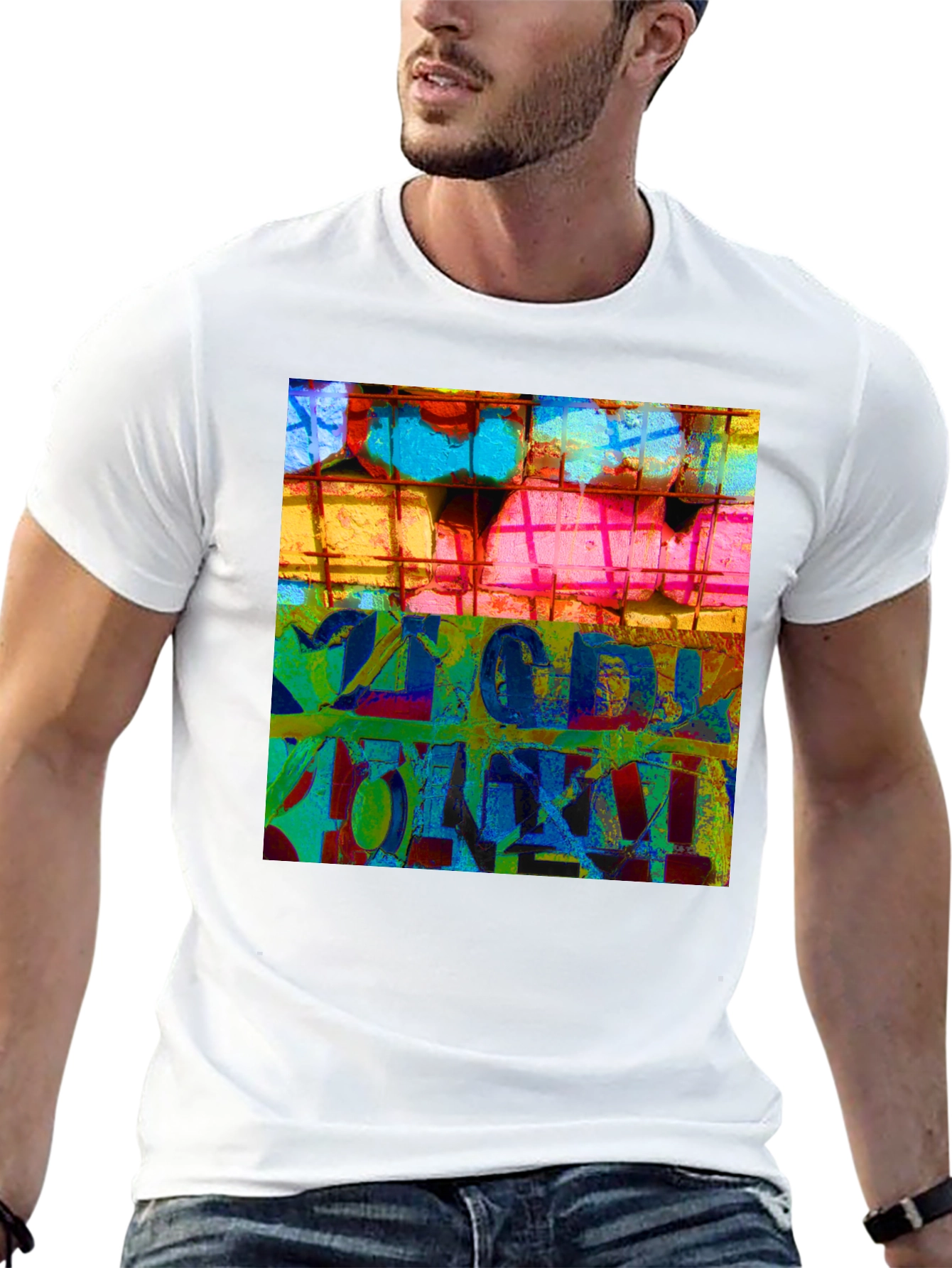 Abstract Graphic Print Crew Neck T-Shirt