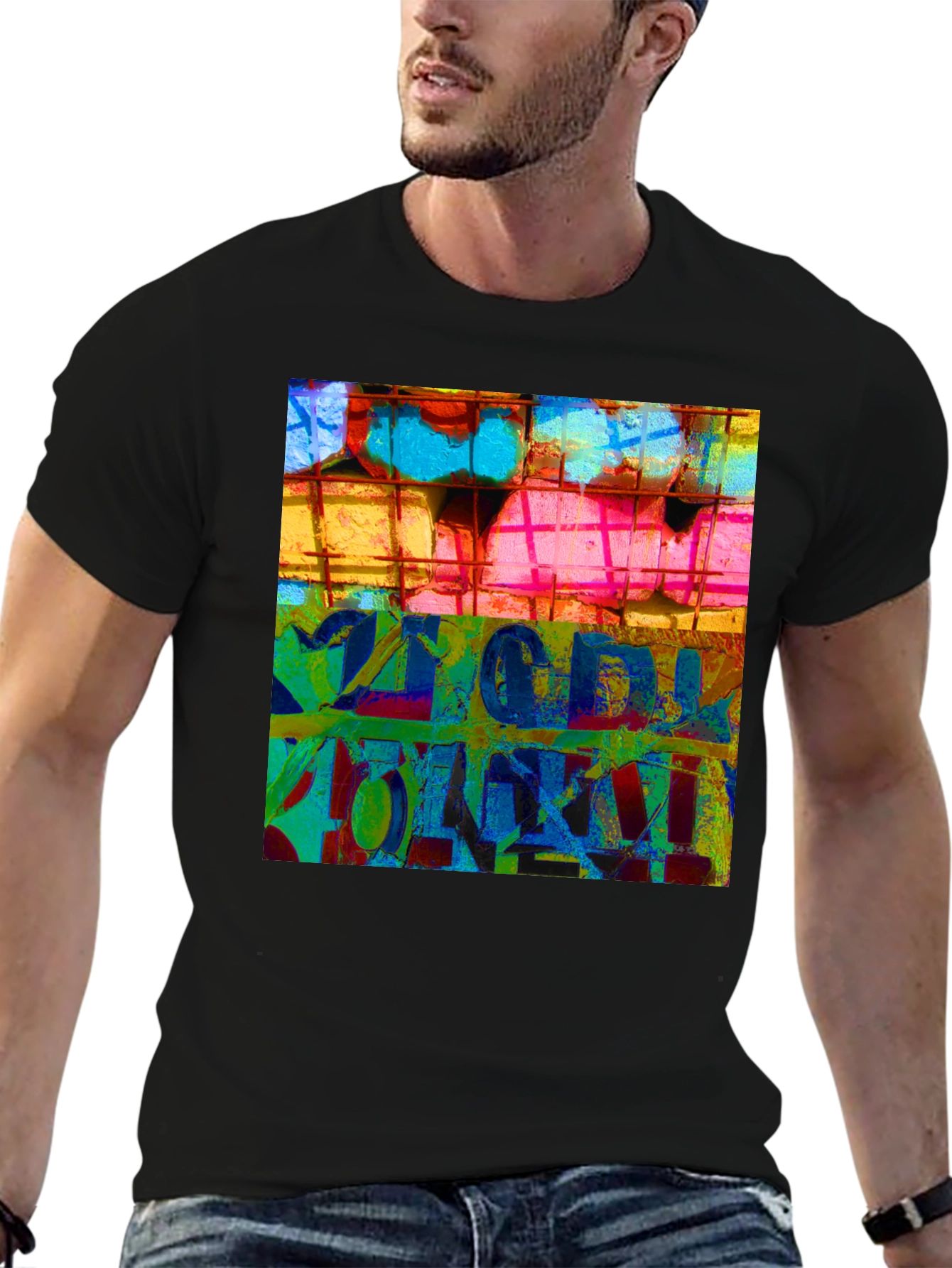 Abstract Graphic Print Crew Neck T-Shirt
