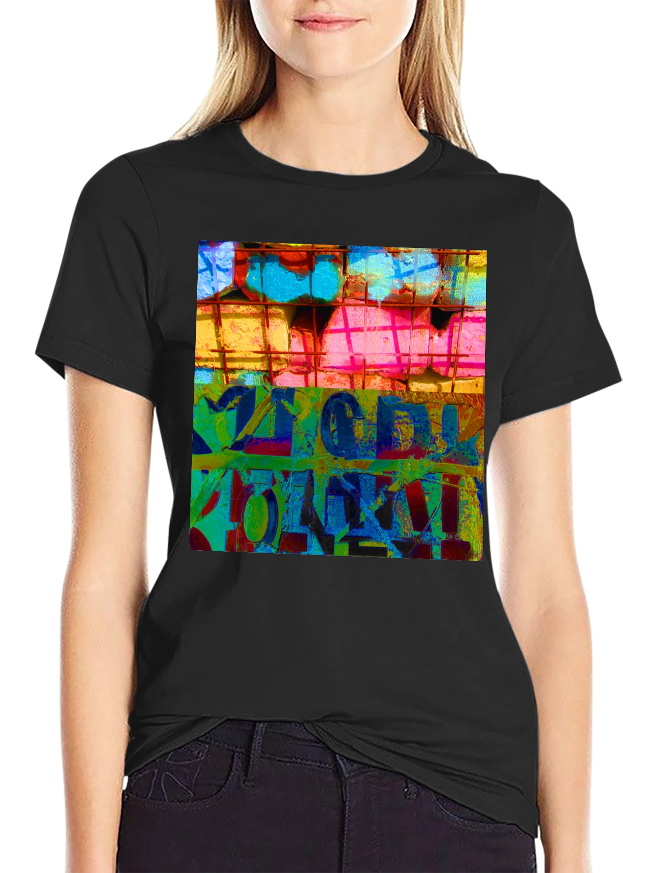 Abstract Graphic Print Crew Neck T-Shirt