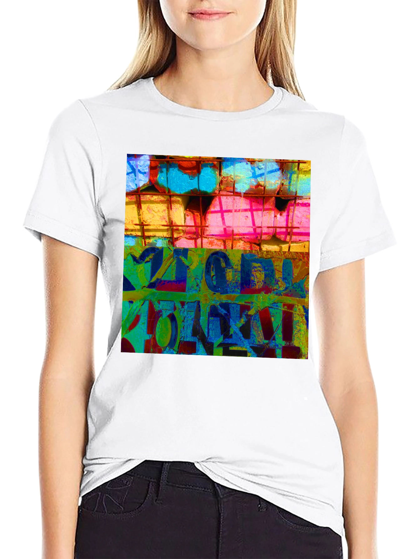 Abstract Graphic Print Crew Neck T-Shirt