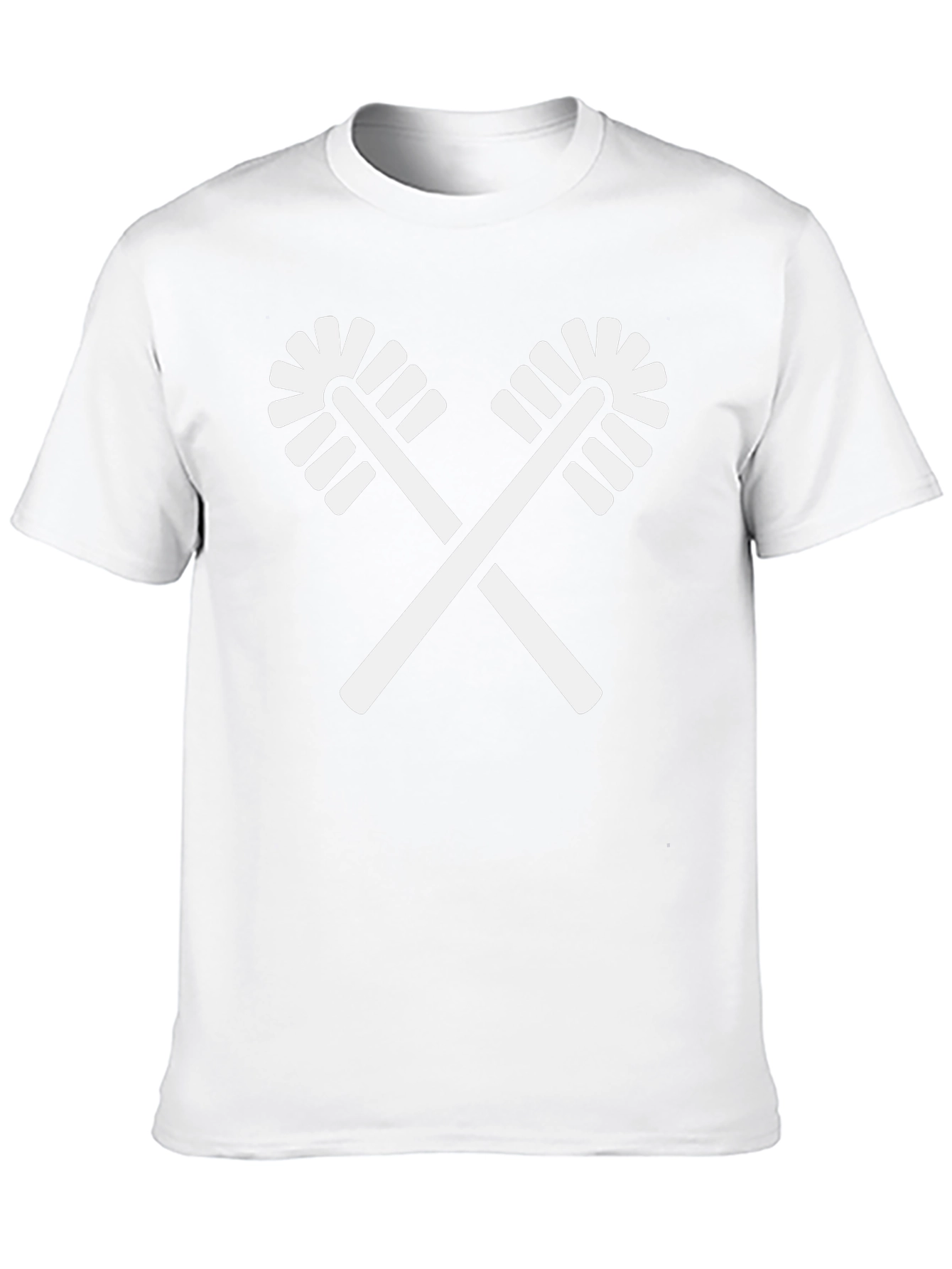 Novelty Toilet Brush Crossed T-Shirt - Black Cotton Crewneck