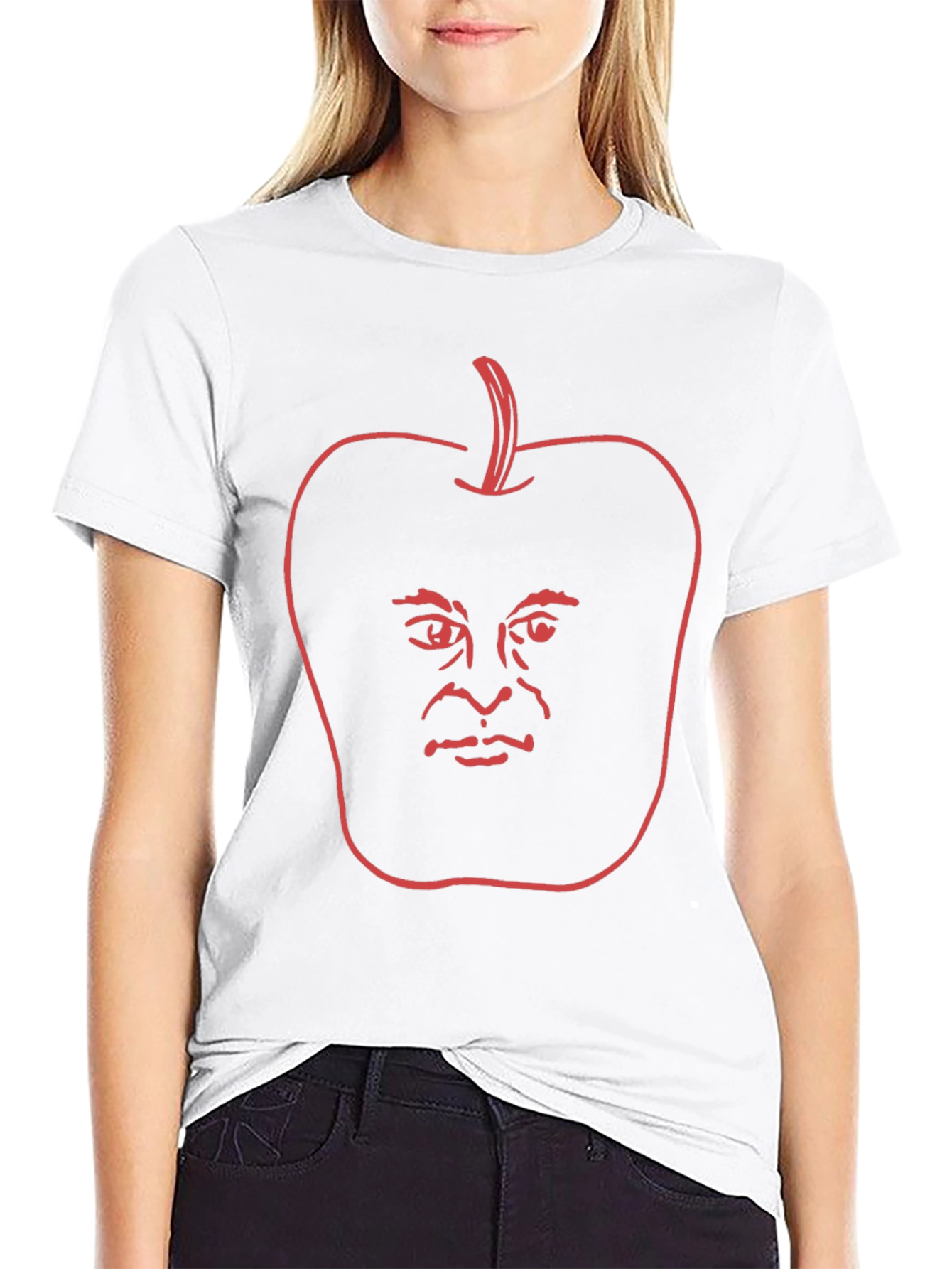Apple Head Outline Black T-Shirt