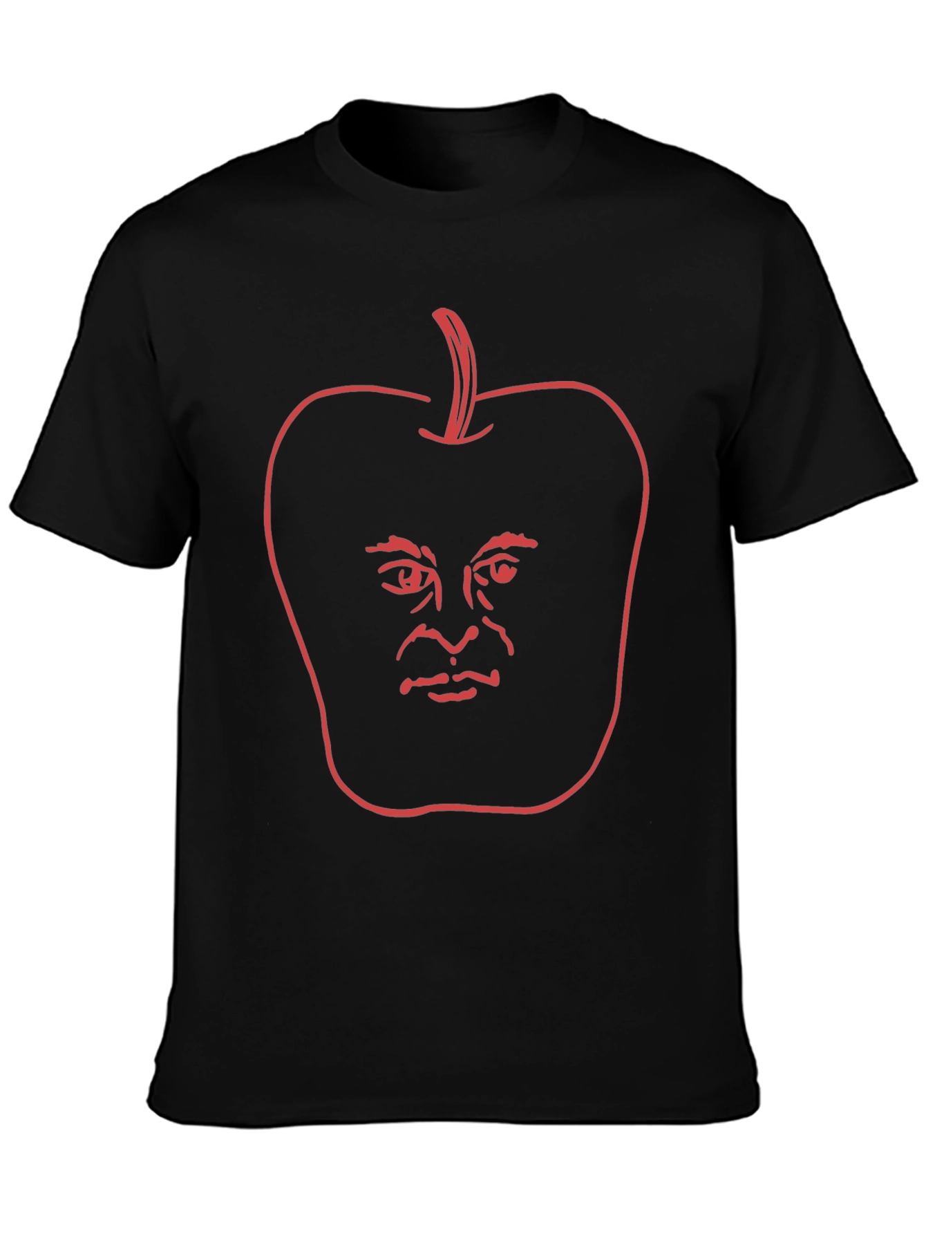 Apple Head Outline Black T-Shirt