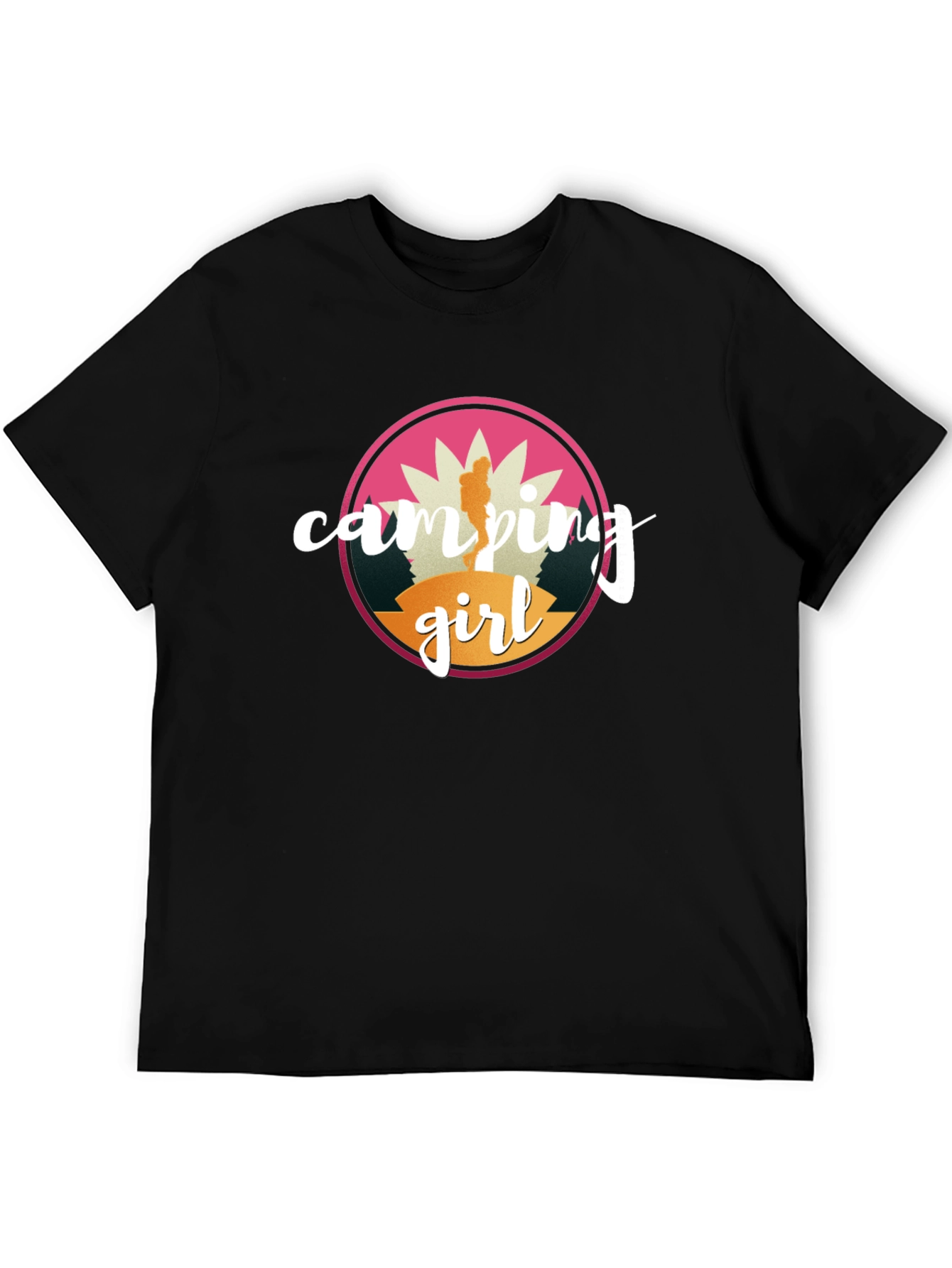 Camping Girl Graphic Tee - Black