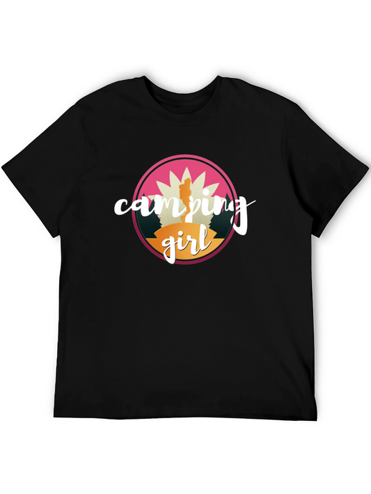 Camping Girl Graphic Tee - Black