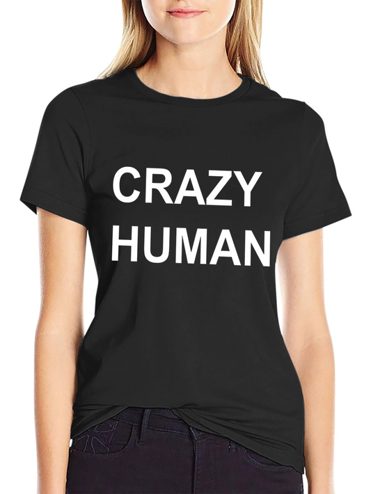 Crazy Human Graphic Tee - Black Cotton Blend
