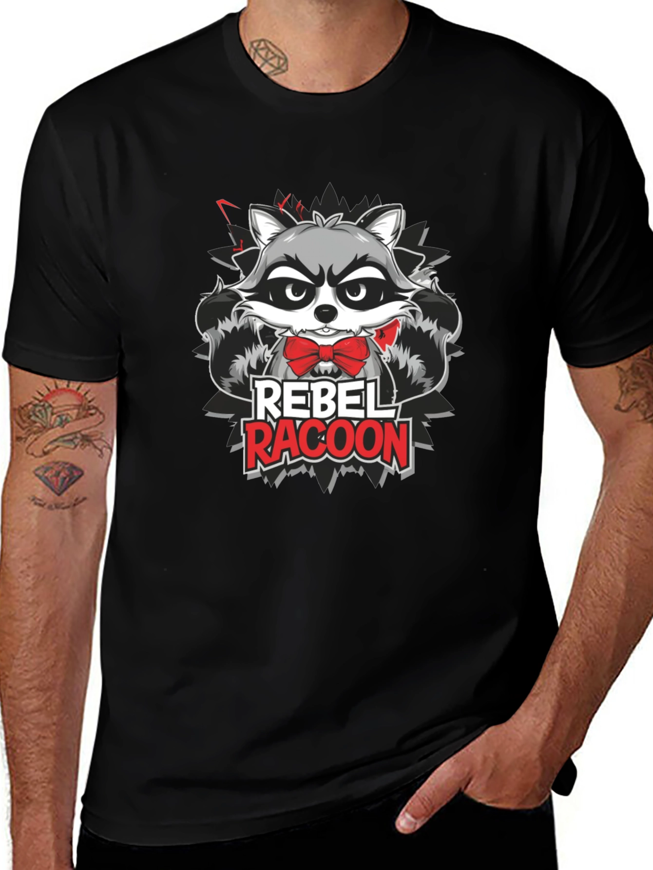 Rebel Racoon Graphic Tee - Black T-Shirt
