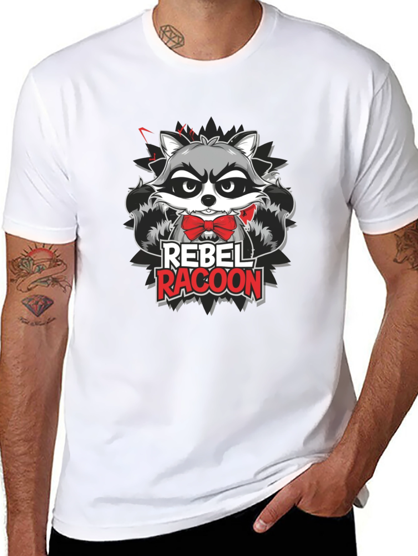 Rebel Racoon Graphic Tee - Black T-Shirt