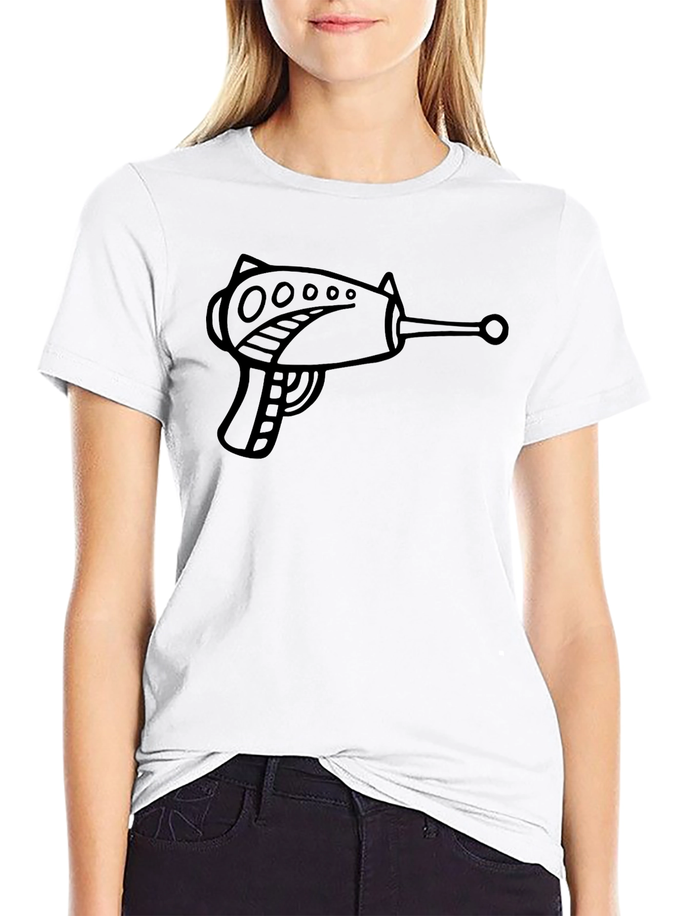 Retro Ray Gun Graphic T-Shirt - Black