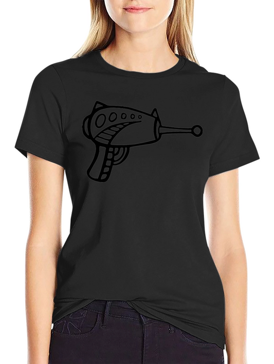 Retro Ray Gun Graphic T-Shirt - Black