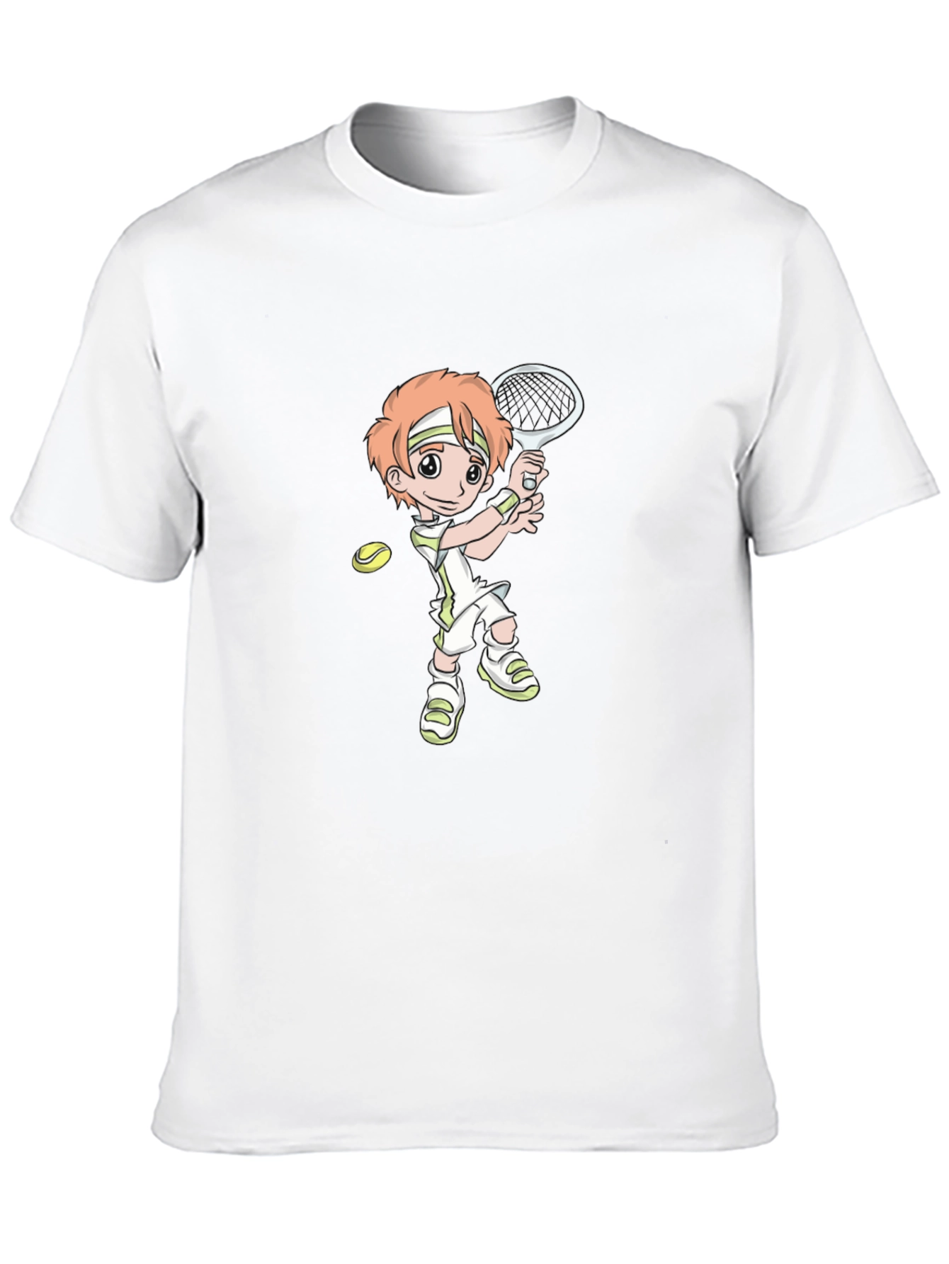 Tennis Player Cartoon Black T-Shirt