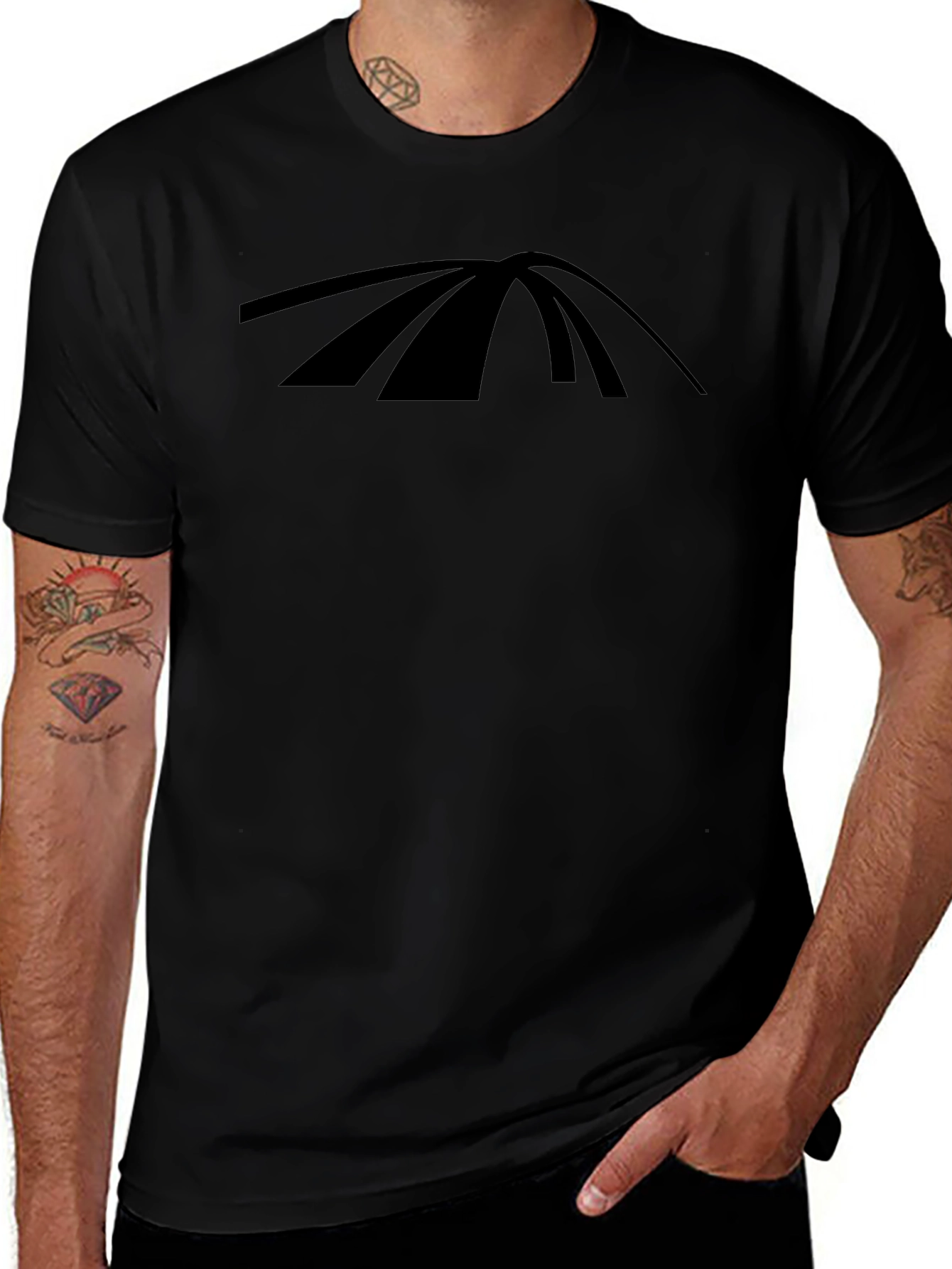 Mens Black Graphic Tee - Abstract Design