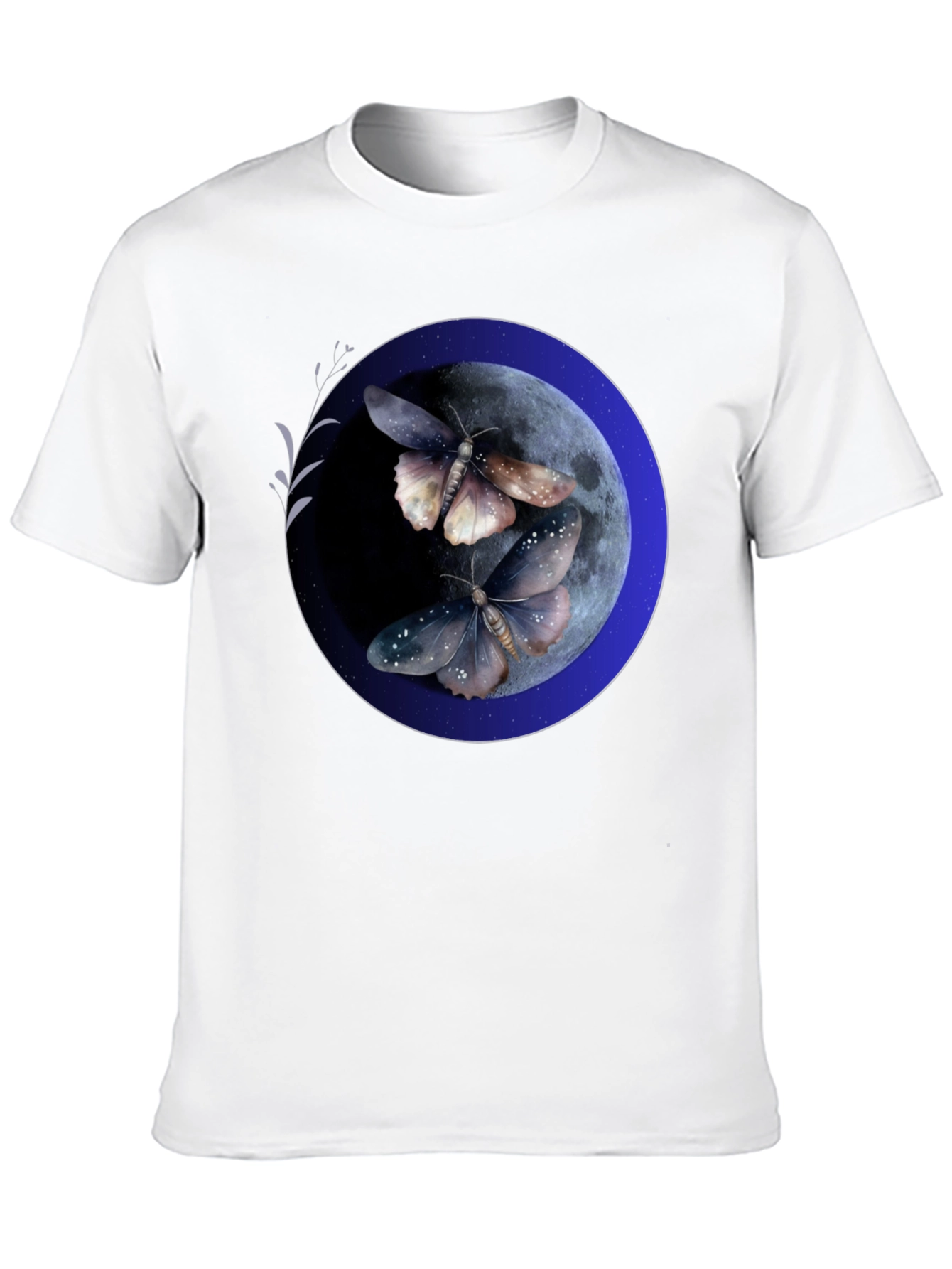 Moonlit Moth Graphic Tee - Black Cotton Blend