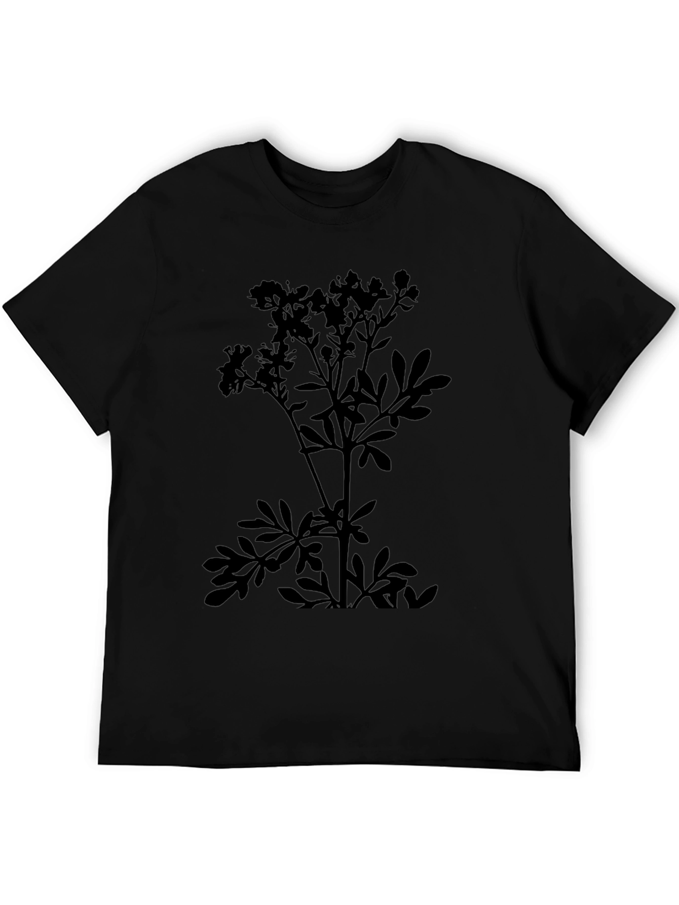 Botanical Print Tee - Black Plant Design
