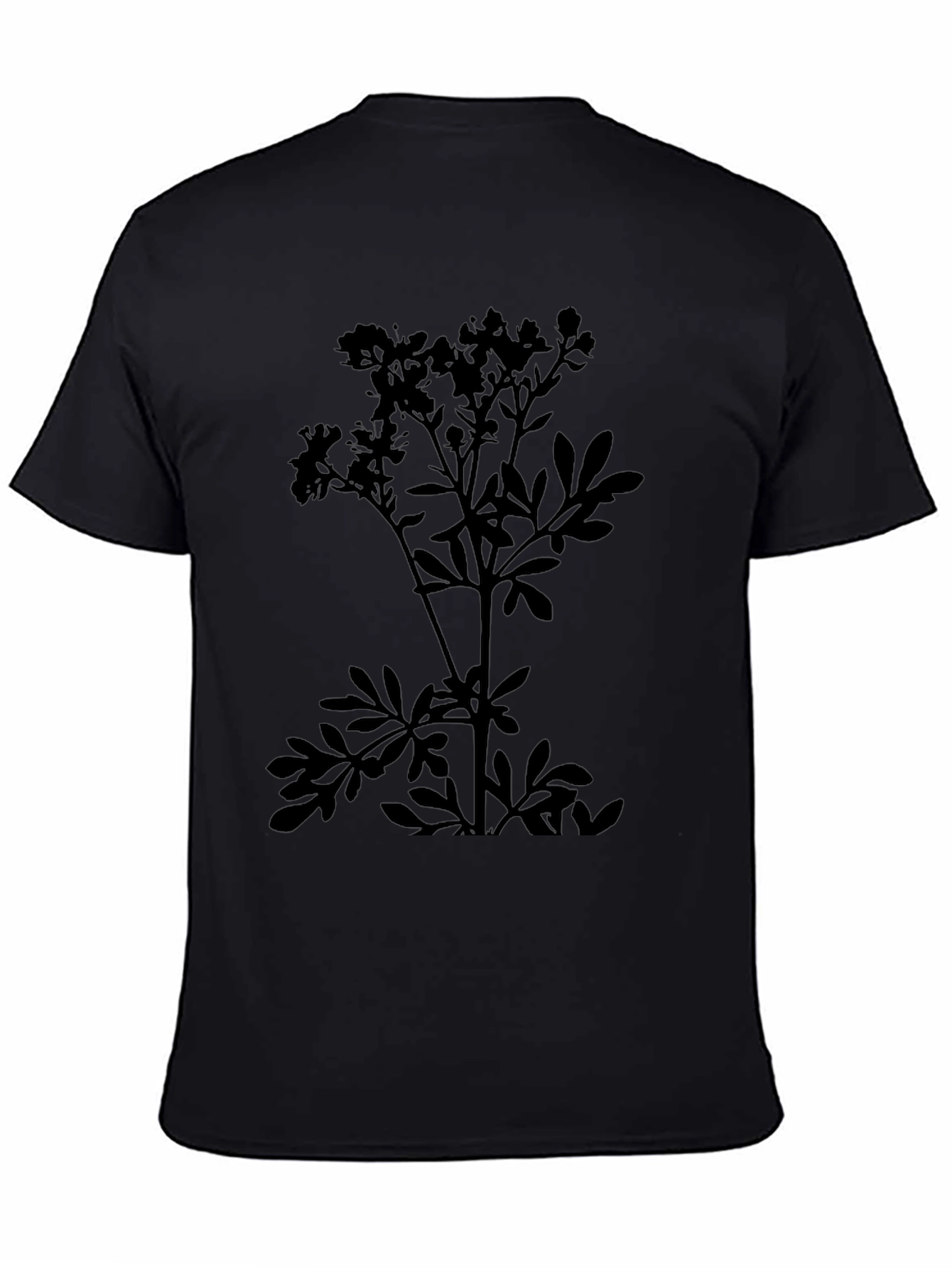 Botanical Print Tee - Black Plant Design