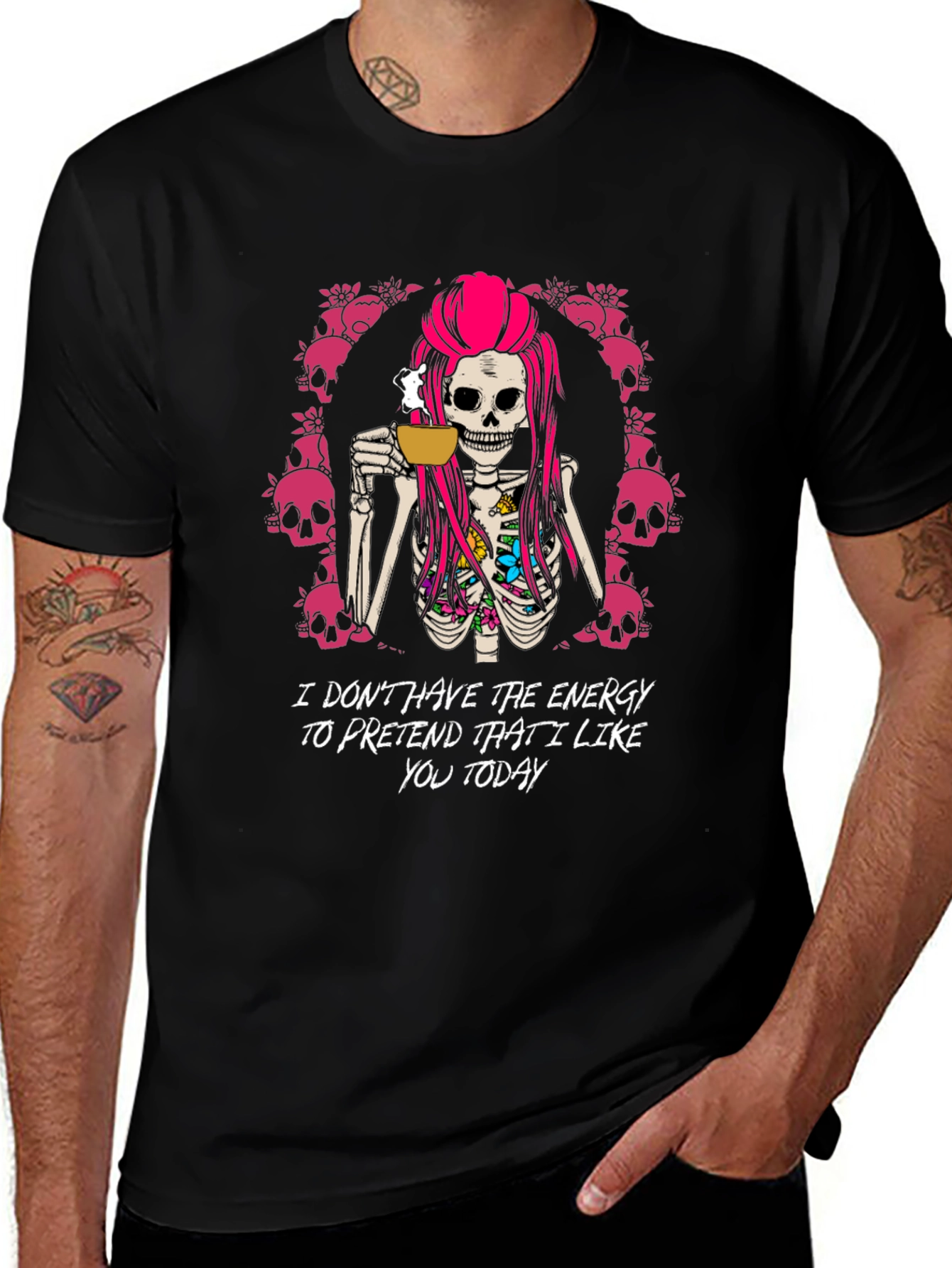 Sarcastic Skeleton Coffee T-Shirt