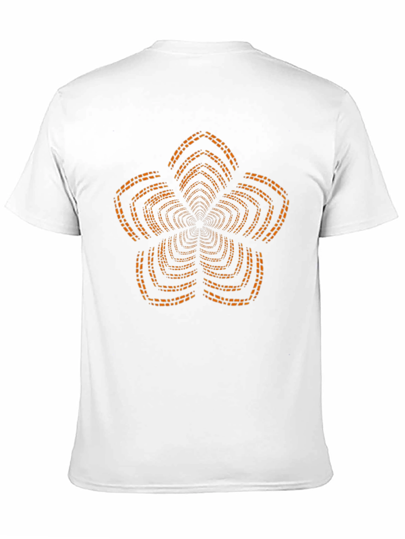 Black T-Shirt with Orange Geometric Floral Print