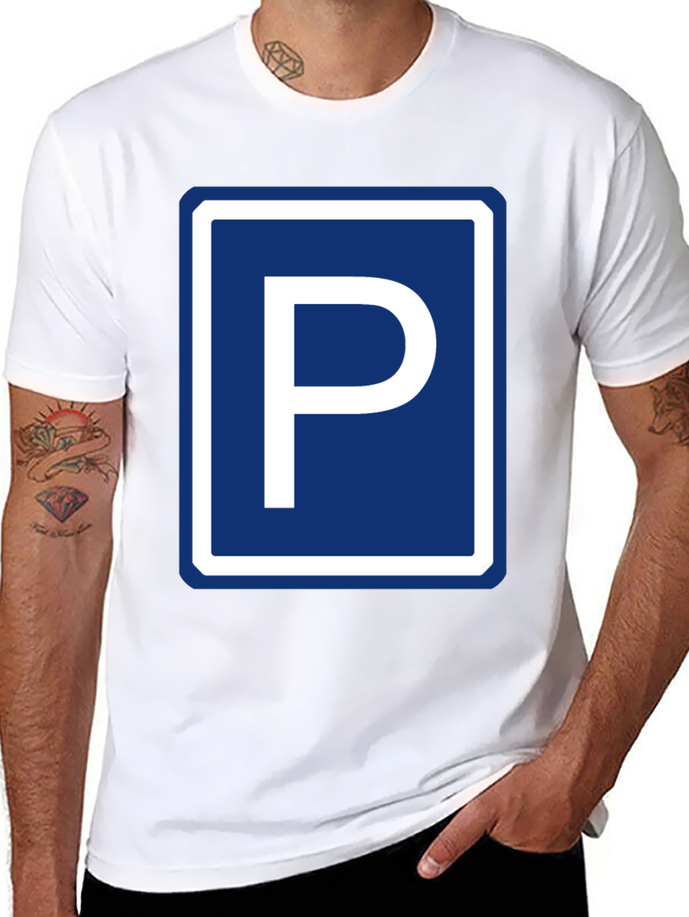 Parking Sign Graphic Tee - Novelty Black T-Shirt