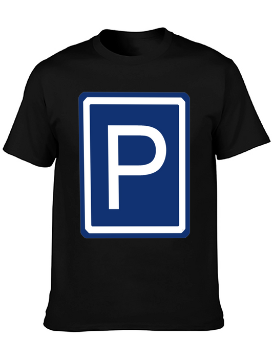 Parking Sign Graphic Tee - Novelty Black T-Shirt
