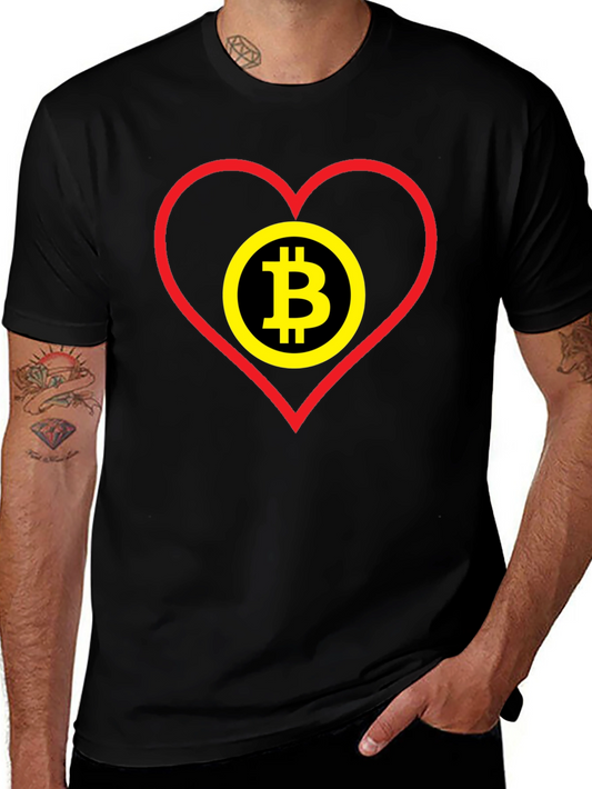 Bitcoin Heart Graphic Tee - Crypto Lover Gift