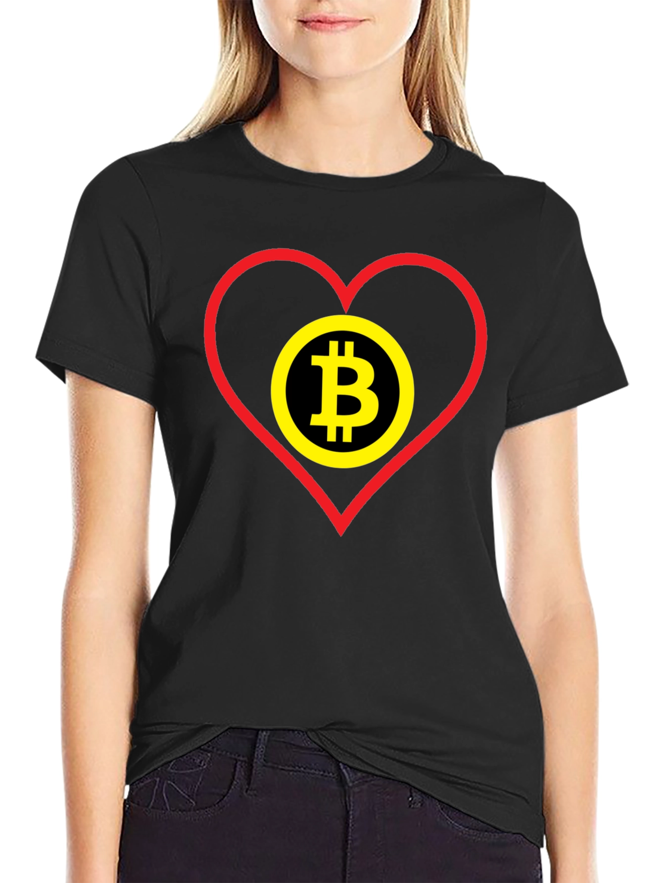 Bitcoin Heart Graphic Tee - Crypto Lover Gift
