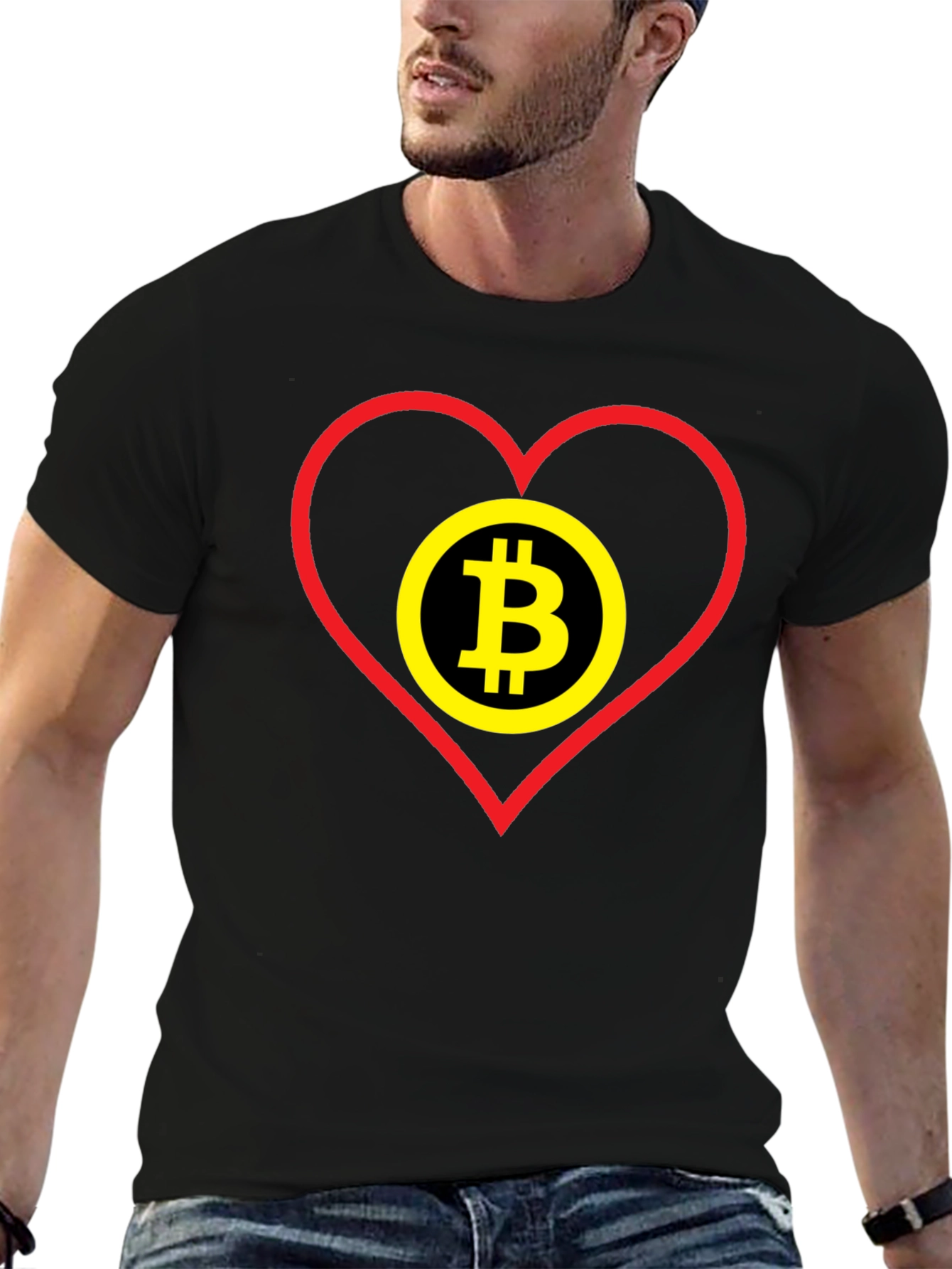 Bitcoin Heart Graphic Tee - Crypto Lover Gift