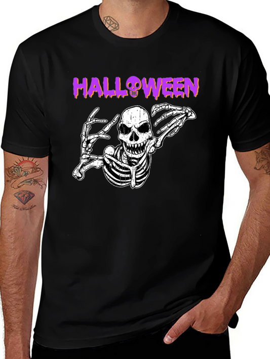 Halloween Skeleton Graphic Black T-Shirt