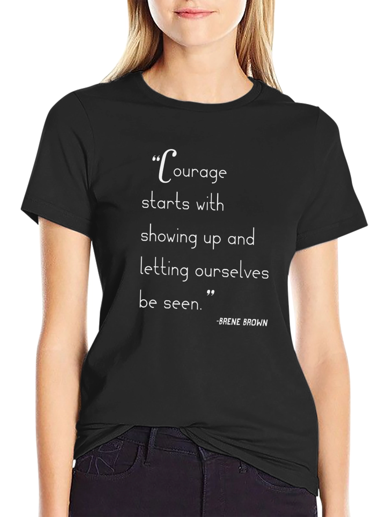 Courage Quote Graphic Tee - Motivational Black T-Shirt