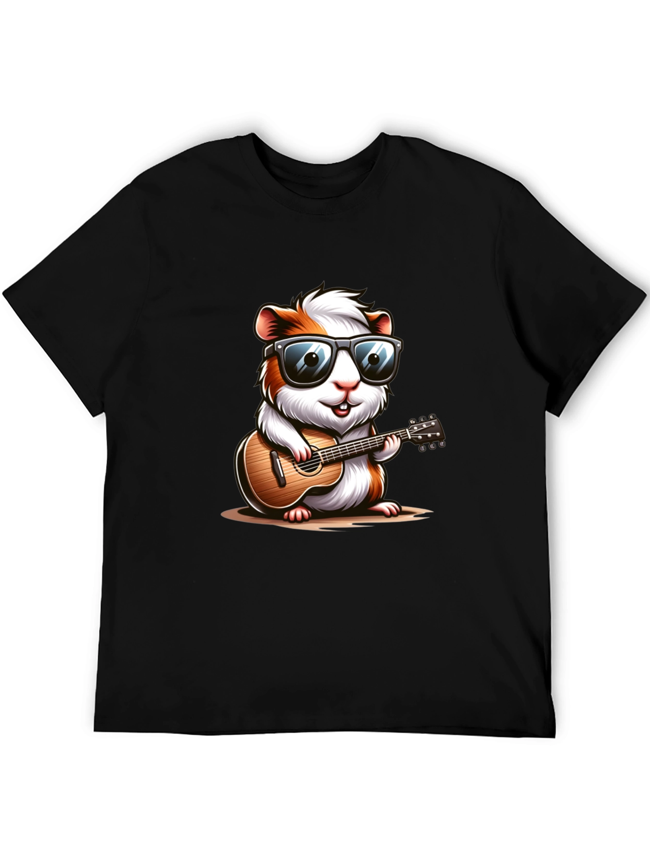Cool Guinea Pig Guitarist Black T-Shirt
