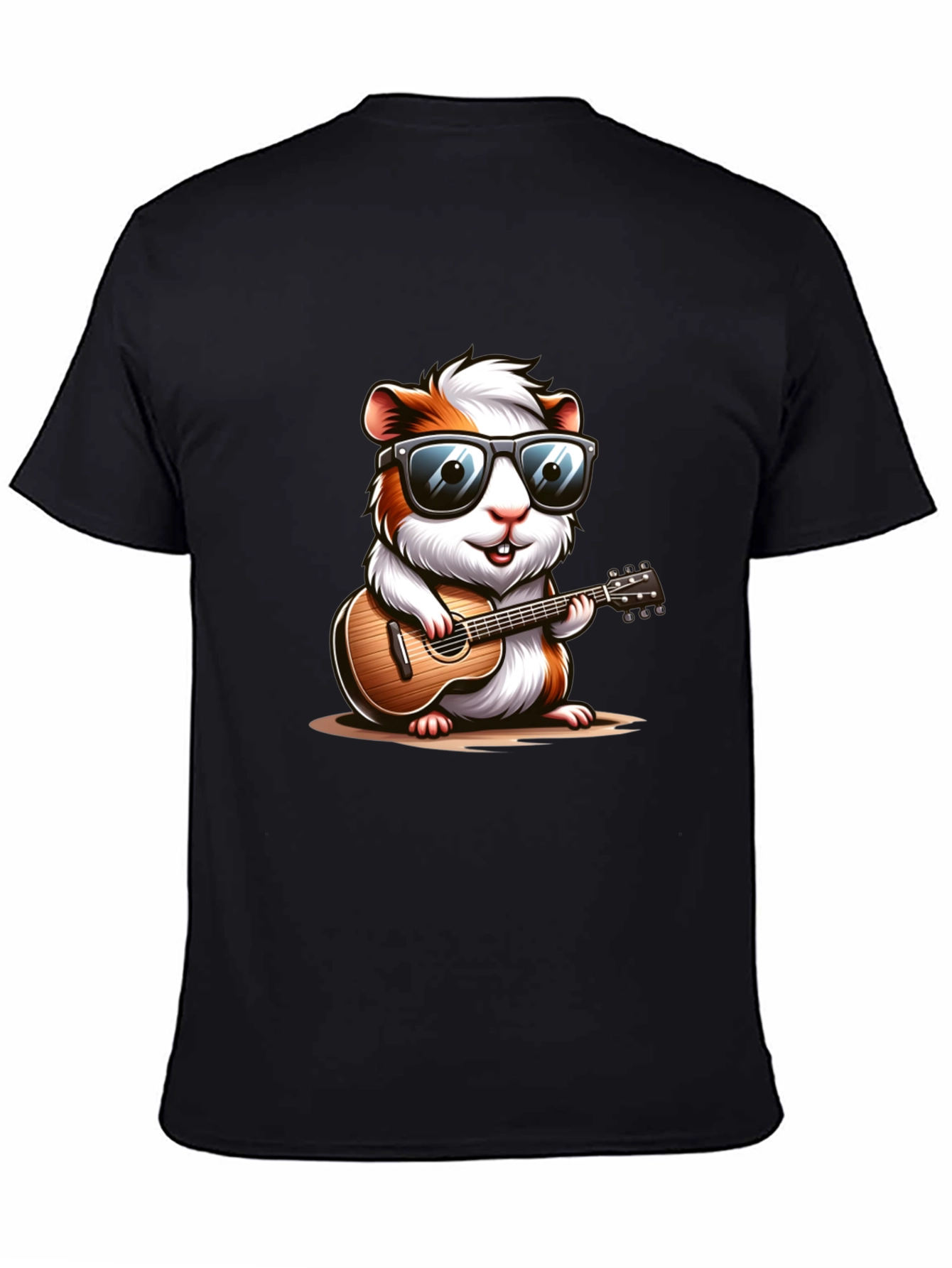 Cool Guinea Pig Guitarist Black T-Shirt