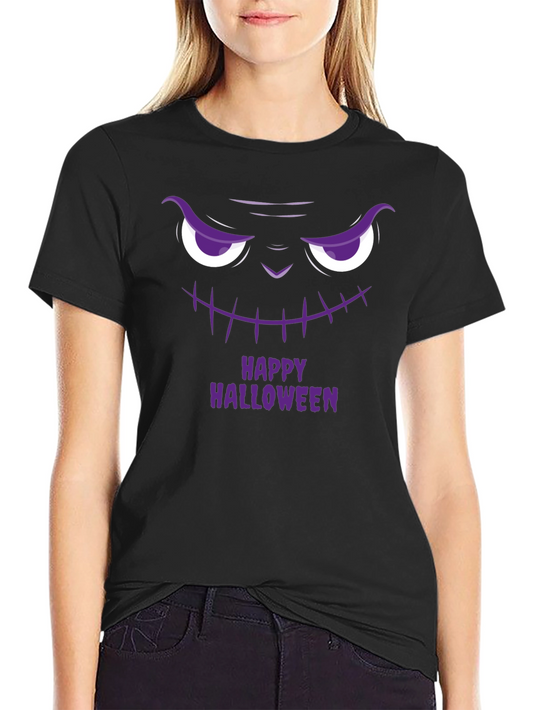 Happy Halloween Scary Face Black T-Shirt