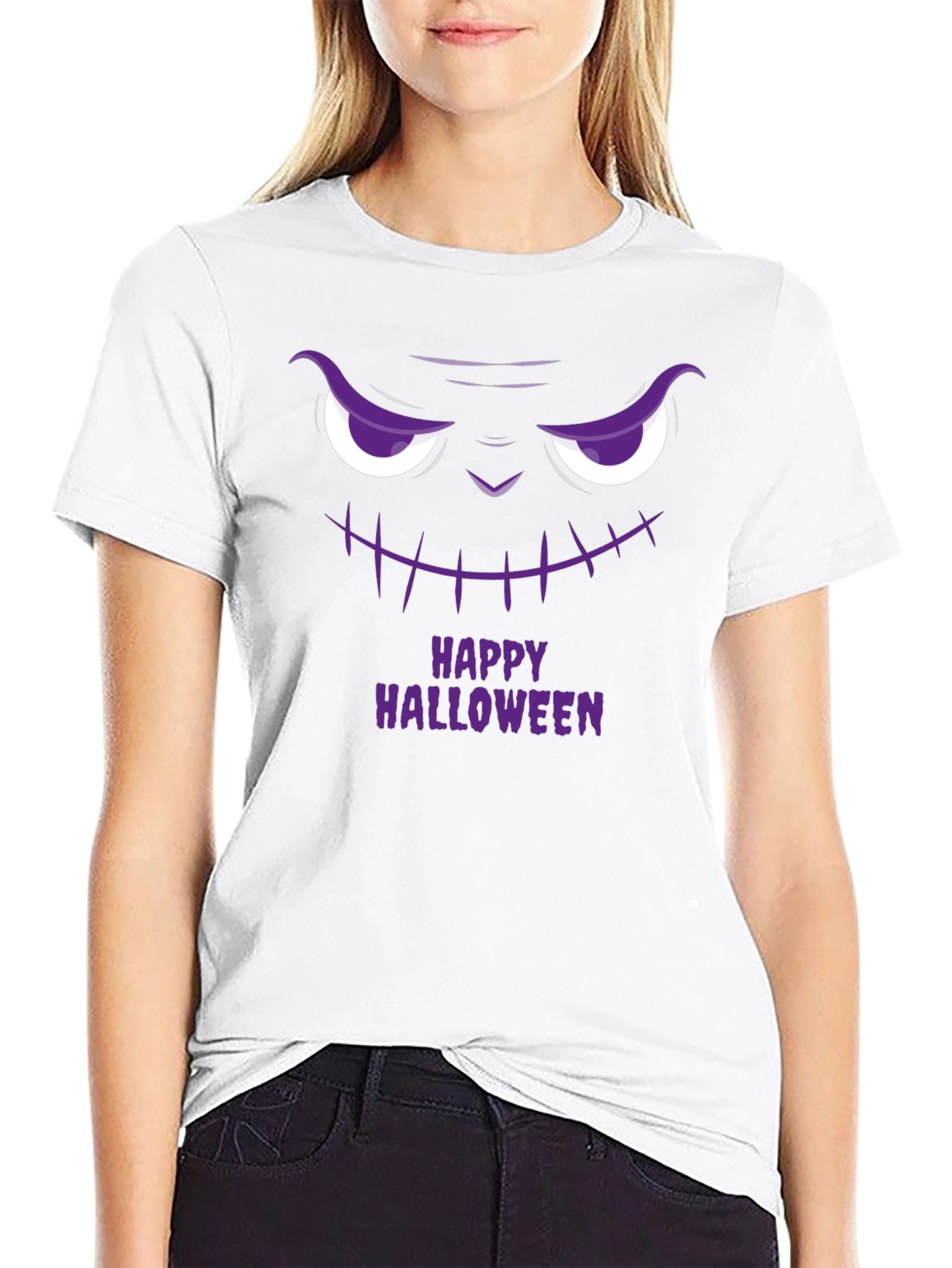 Happy Halloween Scary Face Black T-Shirt