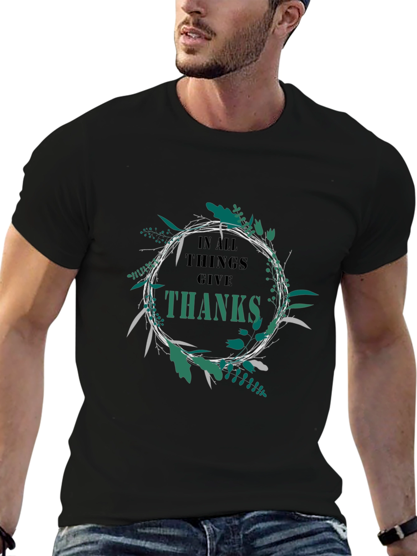 In All Things Give Thanks Black T-Shirt
