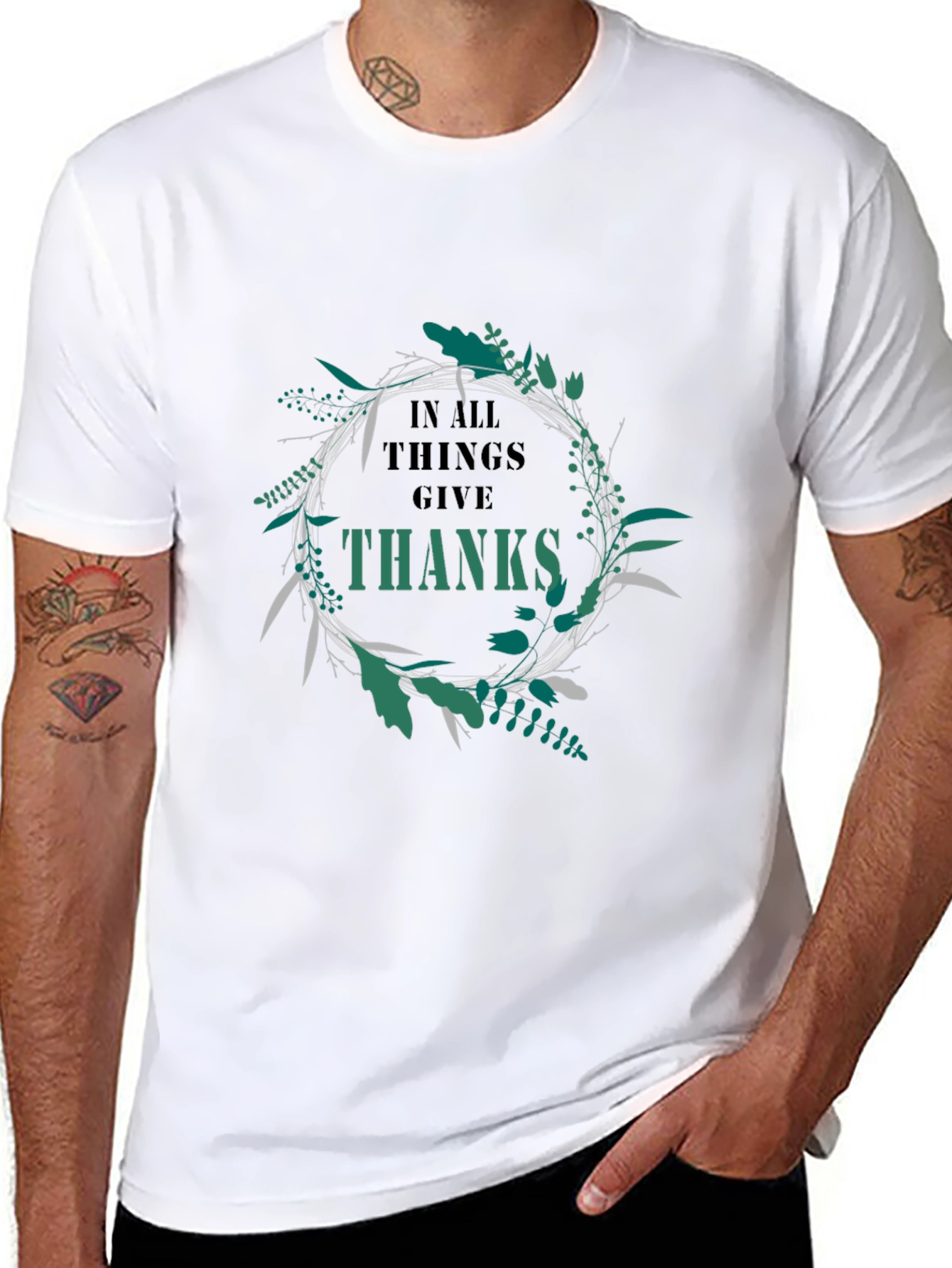 In All Things Give Thanks Black T-Shirt
